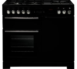 Rangemaster Platinum 100 Dual Fuel Range Cooker - Black & Chrome